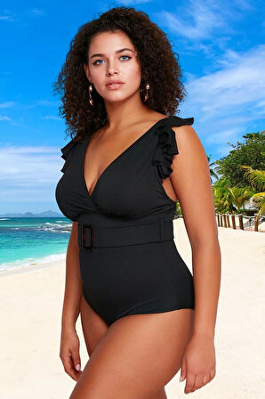 Konforlu Modern Büyük Beden Mayo Klora Dayanıklı Plus Size Plaj Ve Havuz İçin