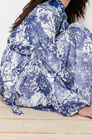 Yeni Regular Şık Abiye Gece Şifon Dokuma Dik Yaka Uzun Kol A-Line Maxi Boy Tesettür Elbise