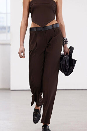 Kadın Yeni Moda Geniş Paça Uzun Boy Dokuma Pantolon