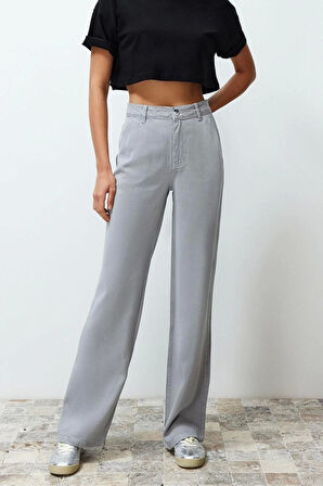 Kadın Yeni Moda Geniş Paça Uzun Boy Denim Pantolon