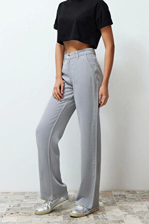 Kadın Yeni Moda Geniş Paça Uzun Boy Denim Pantolon