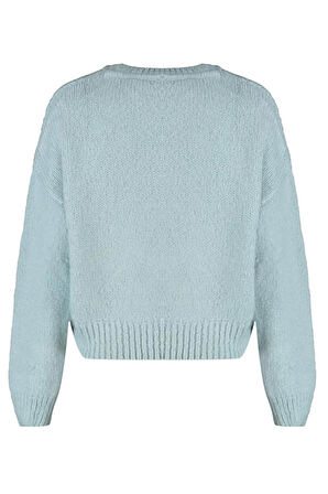 Kadın Moda Şık Regular Bisiklet Yaka Uzun Kol Düz Geniş Kalıp Yumuşak Dokulu Basic Triko Kazak