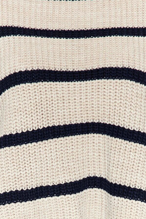 Kadın Moda Şık Bisiklet Yaka Düşük Kol Crop Basic Çizgili Triko Kazak