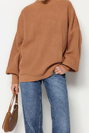 Kadın Moda Şık Regular Bisiklet Yaka Uzun Kol Düz Geniş Kalıp Basic Triko Kazak