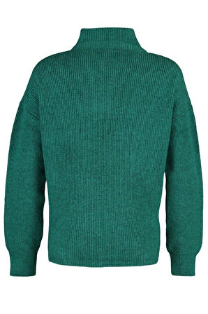 Kadın Moda Şık Regular Dik Yaka Uzun Kol Düz Couple Yumuşak Dokulu Fermuarlı Triko Kazak