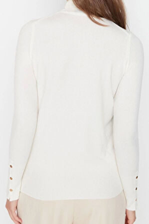 Kadın Moda Şık Balıkçı Yaka Standart Kol Regular Özel İplik Basic Triko Kazak