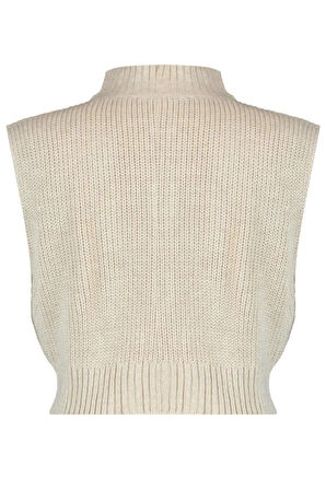 Kadın Moda Şık Crop Dik Yaka Kolsuz Düz Crop Fermuarlı Basic Triko Yelek