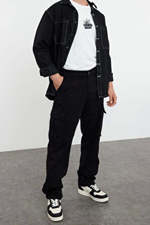 Erkek Yeni Moda Boru Paça Regular Boy Dokuma Erkek Kargo Cepli Baggy Pantolon