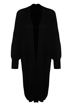 Kadın Moda Şık Uzun V Yaka Regular Maxi Basic Triko Hırka