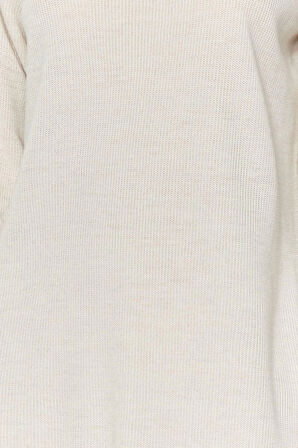 Yeni Oversize Casual Günlük Fitilli Triko Balıkçı Yaka Uzun Kol Kazak Elbise Mini Boy Elbise