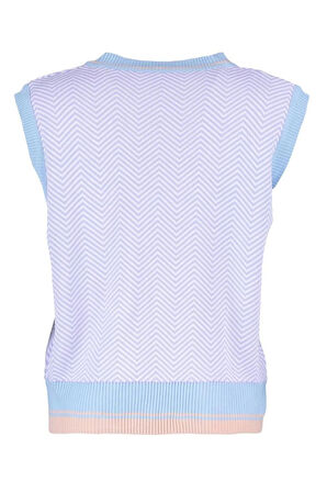 Kadın Moda Şık Regular V Yaka Kolsuz Geometrik Geometrik Desenli Triko Süveter