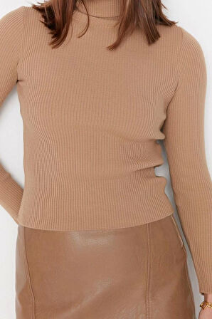 Kadın Moda Şık Regular Balıkçı Yaka Uzun Kol Düz Couple Basic Balıkçı Yaka Triko Kazak