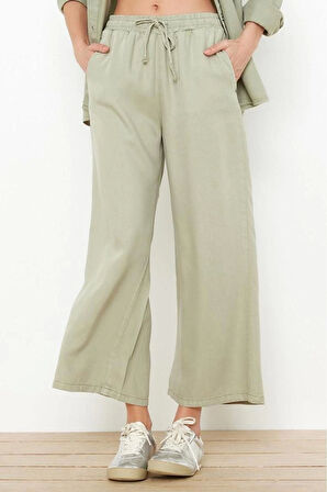 Kadın Moda Şık Kot Pantolon Geniş Paça Regular Boy Denim %100 Doğal Kumaş Lastikli Yüksek Bel Jeans