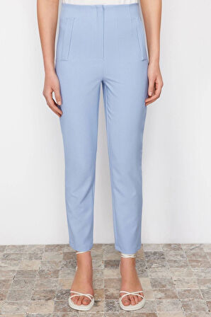 Kadın Yeni Moda Geniş Paça Regular Boy Dokuma Cigarette Kalıp Pensli Yüksek Bel Bilek Boy Pantolon