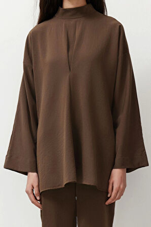 Kadın Moda Şık Regular Boy Uzun Kollu Yakası Detaylı Dokuma Alt Üst Takım