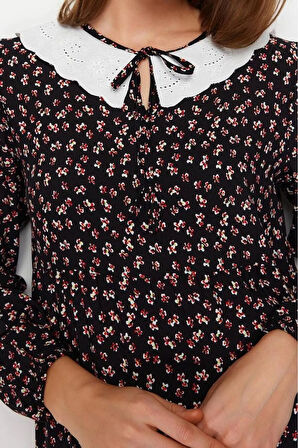 Yeni Regular Casual Günlük Belmando Dokuma V Yaka Uzun Kol A-Line Midi Boy Tesettür Elbise