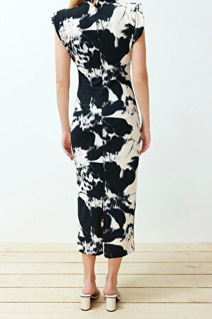 Yeni Slim Casual Günlük Scuba Krep Örme Dik Yaka Kolsuz Kol Bodycone Maxi Boy Elbise