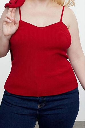 Kadın Büyük Beden Moda Şık Crop V Yaka Uzun Kol Düz Bağlama Detaylı İnce Triko Hırka&Atlet Takım