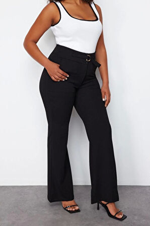 Kadın Yeni Moda Büyük Beden Geniş Paça Uzun Boy Örme