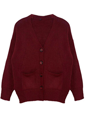 Kadın Moda Şık Regular V Yaka Regular Basic Yumuşak Dokulu Triko Hırka