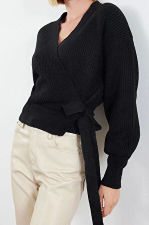 Kadın Moda Şık Regular V Yaka Regular Yumuşak Dokulu V Yaka Triko Hırka