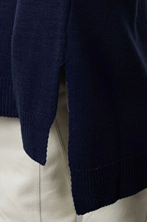 Kadın Moda Şık Maxi Boy V Yaka Oversize Triko Geniş Kalıp Elbise