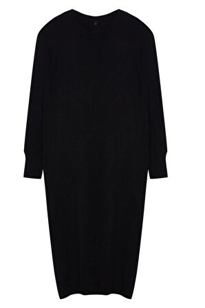 Kadın Moda Şık Maxi Boy Dik Yaka Regular Triko Premium İplik Özel İplik Elbise