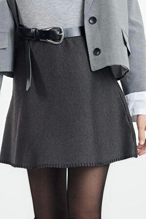 Kadın Moda Stil Mini Astarsız Triko Mini Pamuklu Triko Etek