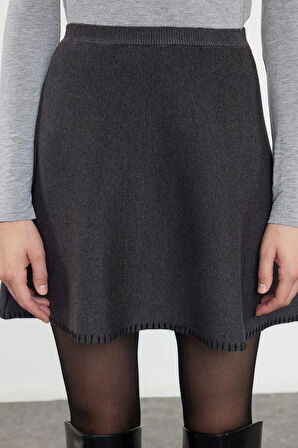 Kadın Moda Stil Mini Astarsız Triko Mini Pamuklu Triko Etek
