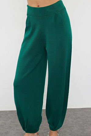 Kadın Moda Şık Regular Boy Uzun Kollu Süper Crop Jogger Pantolonlu Triko Alt-Üst Takım