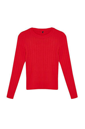 Kadın Moda Şık Bisiklet Yaka Standart Kol Regular Basic Triko Kazak