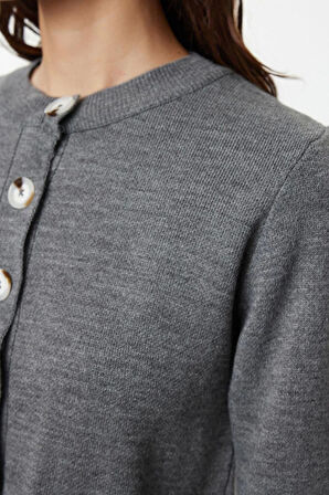 Kadın Moda Şık Midi Boy Bisiklet Yaka Regular Triko Basic Hırkalı Elbise