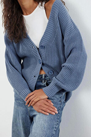 Kadın Moda Şık Regular V Yaka Regular Basic V Yaka Triko Hırka