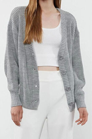 Kadın Moda Şık Regular V Yaka Regular Basic V Yaka Triko Hırka