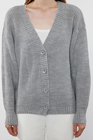 Kadın Moda Şık Regular V Yaka Regular Basic V Yaka Triko Hırka