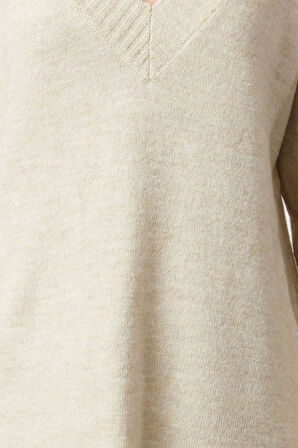 Yeni Oversize Casual Günlük Dolu İğne Triko V Yaka Uzun Kol Kazak Elbise Mini Boy Elbise