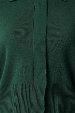 Kadın Moda Şık Regular Polo Yaka Regular Polo Yaka Fermuar Detaylı Triko Hırka