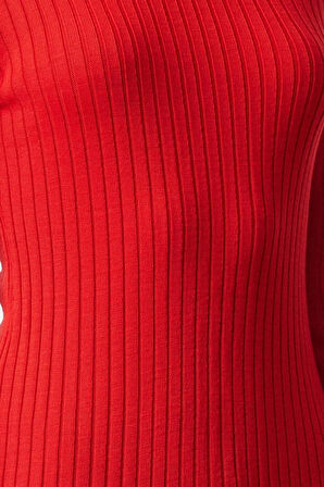 Kadın Moda Şık Mini Boy Dik Yaka Regular Triko Etek Ucu Detaylı Elbise