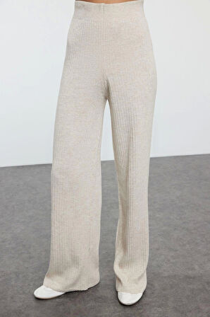 Kadın Moda Şık Regular Boy Uzun Kollu Basic Parmak Detaylı Triko Alt-Üst Takım