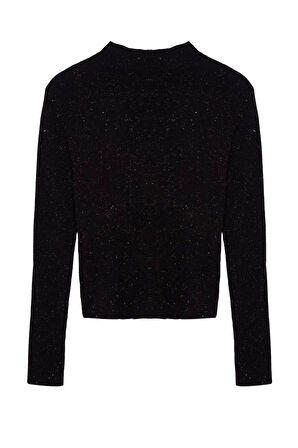 Kadın Moda Şık Dik Yaka Standart Kol Regular Özel İplik Triko Kazak