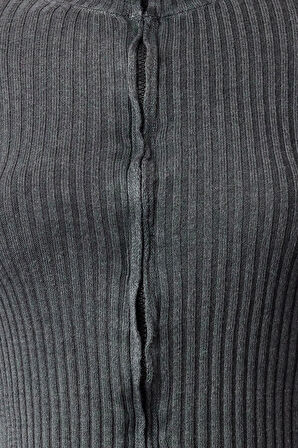 Kadın Moda Şık Crop Dik Yaka Slim Crop %100 Pamuk Yıkama Efektli Triko Hırka