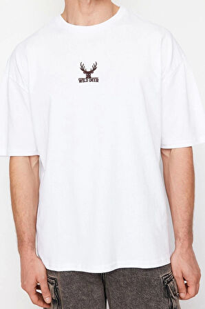 Yeni Sezon Oversize %100 Pamuk Bisiklet Yaka Kısa Kol Animal Desenli Günlük T-Shirt