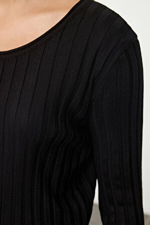 Kadın Moda Şık Regular Bisiklet Yaka Slim Düğme Detaylı Triko Hırka