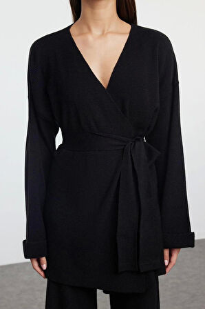 Kadın Moda Şık Regular Boy Uzun Kollu Midi Boy Triko Alt-Üst Takım