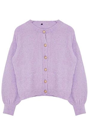 Kadın Moda Şık Regular Bisiklet Yaka Regular Buklet Triko Hırka