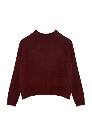 Kadın Moda Şık Dik Yaka Standart Kol Regular Cep Detaylı Yumuşak Dokulu Triko Kazak