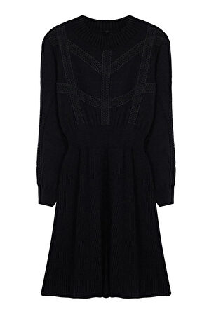 Yeni Rahat Casual Günlük Örgü Triko Bisiklet Yaka Uzun Kol A-Line Mini Boy Büyük Beden Elbise