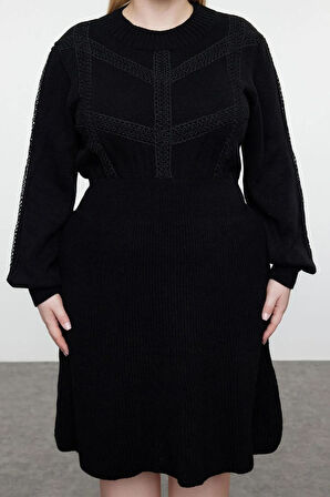 Yeni Rahat Casual Günlük Örgü Triko Bisiklet Yaka Uzun Kol A-Line Mini Boy Büyük Beden Elbise