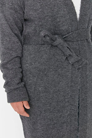 Kadın Büyük Beden Moda Şık Uzun V Yaka Uzun Kol Düz Oversize Triko Hırka