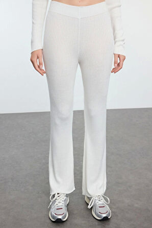 Kadın Moda Şık Regular Uzun Boy Uzun Kollu Yırtmaç Detaylı Triko Alt-Üst Takım